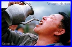 Guzzling the liquor at the annual Hakka 100 pot festival in Changting, West Fujian