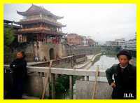 Old walls along the Ting River in Changting